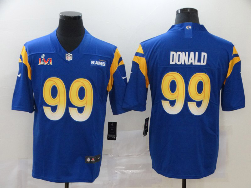 2022 Super Bowl Men Los Angeles Rams 99 Donald Blue Nike Vapor Untouchable Stitched Limited NFL Jerseys